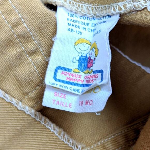 Vintage Happy Kids Overalls Baby Boys Size 6mTan - Picture 4 of 4